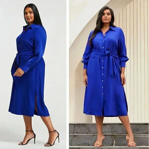 NEW Estelle Monaco Tie Dress Cobalt Blue Vacation Resortwear Breathable Belted